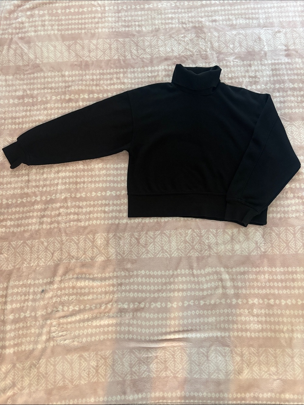 Zara Black Cropped Turtleneck Sweatshirt